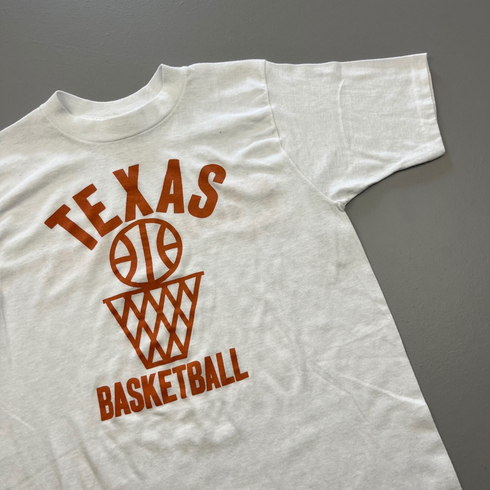 Bantam Texas Basketball T-Shirt Mens L White Converse Graphic Made in USA 80s